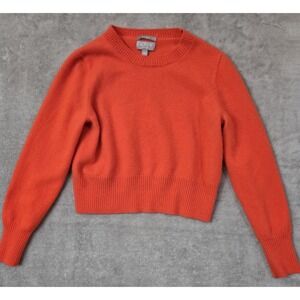 J Crew Cashmere Sweater Womens Large Orange Crop Fit Knit Ribbed